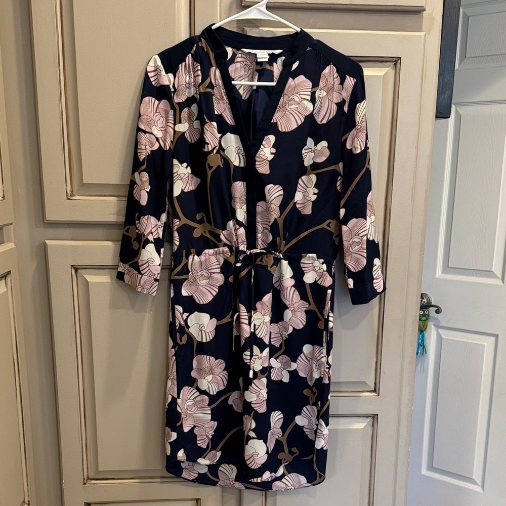 Floral silk Print Dress with Pink and Black Design